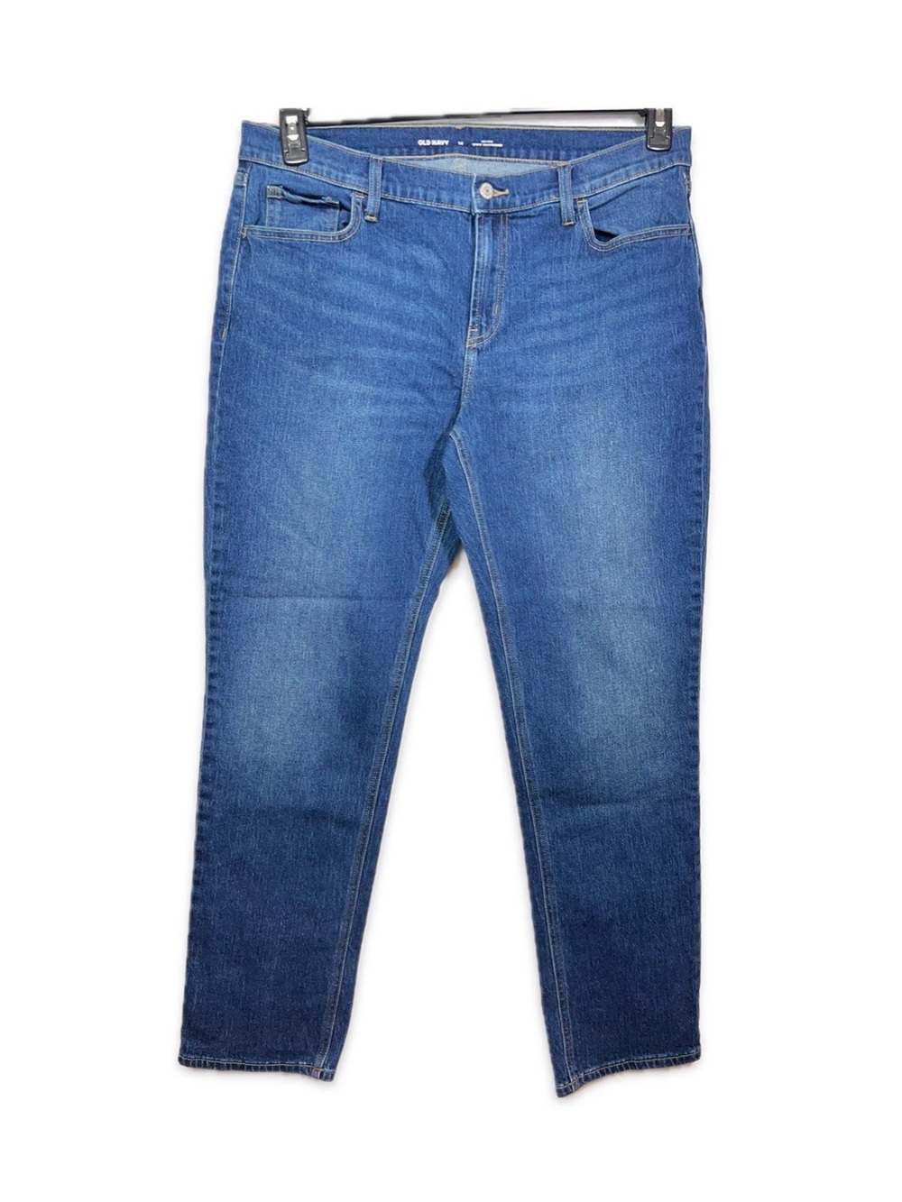 Old Navy Mid-Rise Boyfriend Jeans Size 14 Medium Wash Denim Relaxed Fit Blue